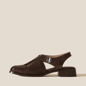HEREU 'Raima' Asymmetrical fisherman's sandal, Dark Brown leather, Sz EU 41 BNWB